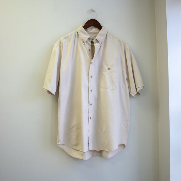 Eddie Bauer Khaki Short Sleeve Button-down Size Large - Picture 1 of 6